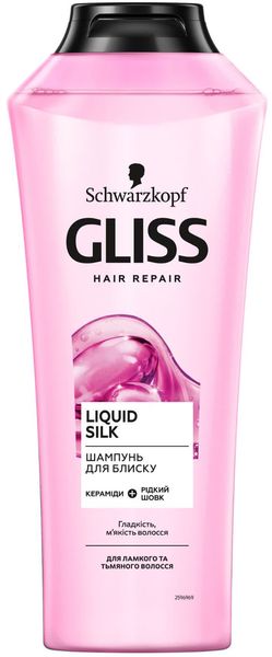 Шампунь Gliss Kur Liquid Silk для ламкого і позбавленого блиску волосся 400 мл (9000100549592) VB3208      фото