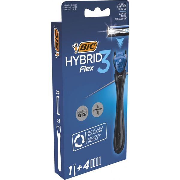 Станок для бритья Bic Flex 3 Hibrid мужской с 4 сменными картриджами 1 шт (3086123644939) VBВ00196232 фото