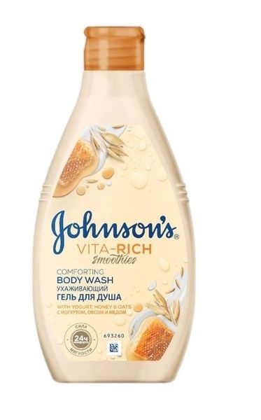 Уходящий гель для душа Johnson's Vita-Rich Смузи с йогуртом, овсом и медом 750 мл (3574661387314) VBВ00196415 фото