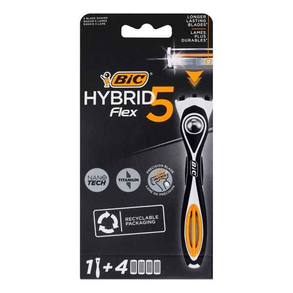 Станок для гоління Bic Flex 5 Hibrid чоловічий з 4 змінними картриджами 1 шт (3086123644984) VBВ00196236 фото