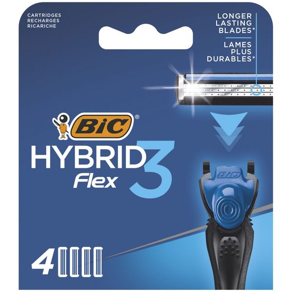 Змінні картриджі для гоління (леза) чоловічі BIC Flex 3 Hybrid 4 шт. (3086123480926) VBВ00196238 фото