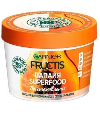 Маска для волос Garnier Fructis Superfood Папайя для поврежденных волос 390 мл (3600542258876) VBВ00046645 фото