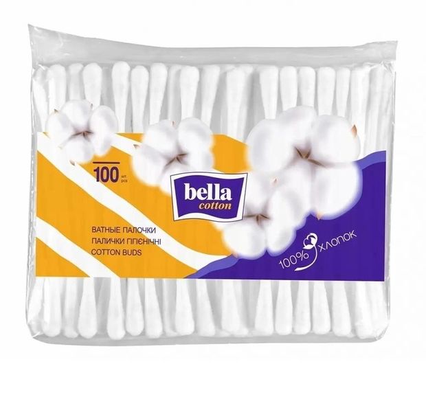 Ватные палочки Bella Cotton, в полиэтиленовой упаковке, 100 шт (5900516001421) VBВ00314991 фото