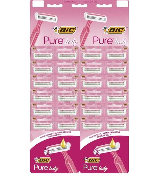 Набір бритв Bic Pure 3 Lady Pink без змінних картриджів Bic Pure 3 Lady Pink 24 шт (3086123395145) VBВ00191837 фото