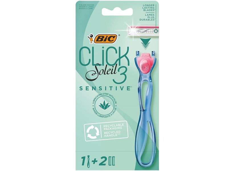 Станок для гоління Bic Miss Soleil Click Sensitive жіночий з 2 змінними картриджами 1 шт (3086123644953) VBВ00293788 фото