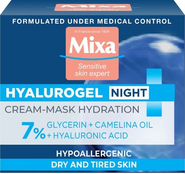 Крем-маска Mixa Hydrating Hyalurogel Night для зневодненої чутливої шкіри обличчя 50 мл (3600550950694) VBВ00058398 фото