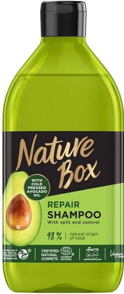 Шампунь Nature Box для відновлення волосся і проти посічених кінчиків з олією авокадо холодного пресування 385 мл (9000101215762) VBВ00099645 фото