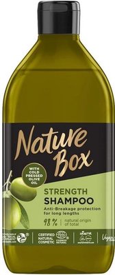 Шампунь Nature Box для зміцнення довгого волосся і протидії ламкості з оливковою олією холодного пресування 385 мл (9000101250961) VBВ00099647 фото