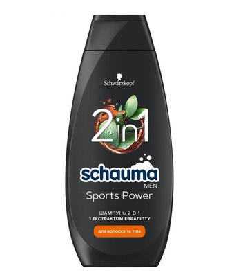 Шампунь для мужчин Schauma Men Sports Power 2 в 1 для волос и тела 400 мл (9000100860246) VBВ00014971 фото