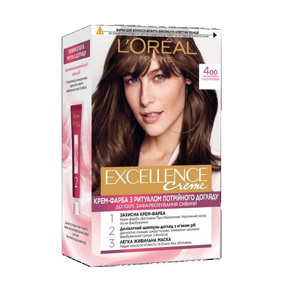 Фарба для волосся L'Oreal Paris Excellence Creme 4.00 - Каштановий (3600524094041) VBВ00307260 фото