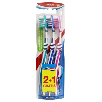 Зубная щетка Aquafresh Intense Clean medium 2+1 шт (5054563931085) VBВ00281934 фото