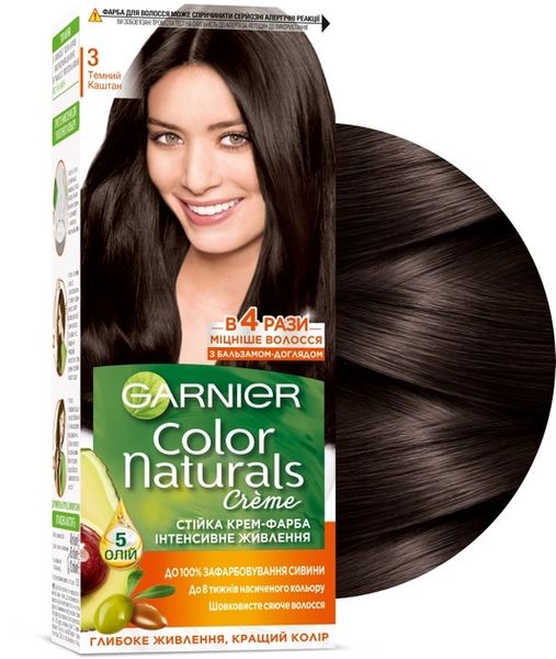 Фарба для волосся Garnier Color Naturals 3 Темний каштан 110 мл (3600540676726) VB1701      фото